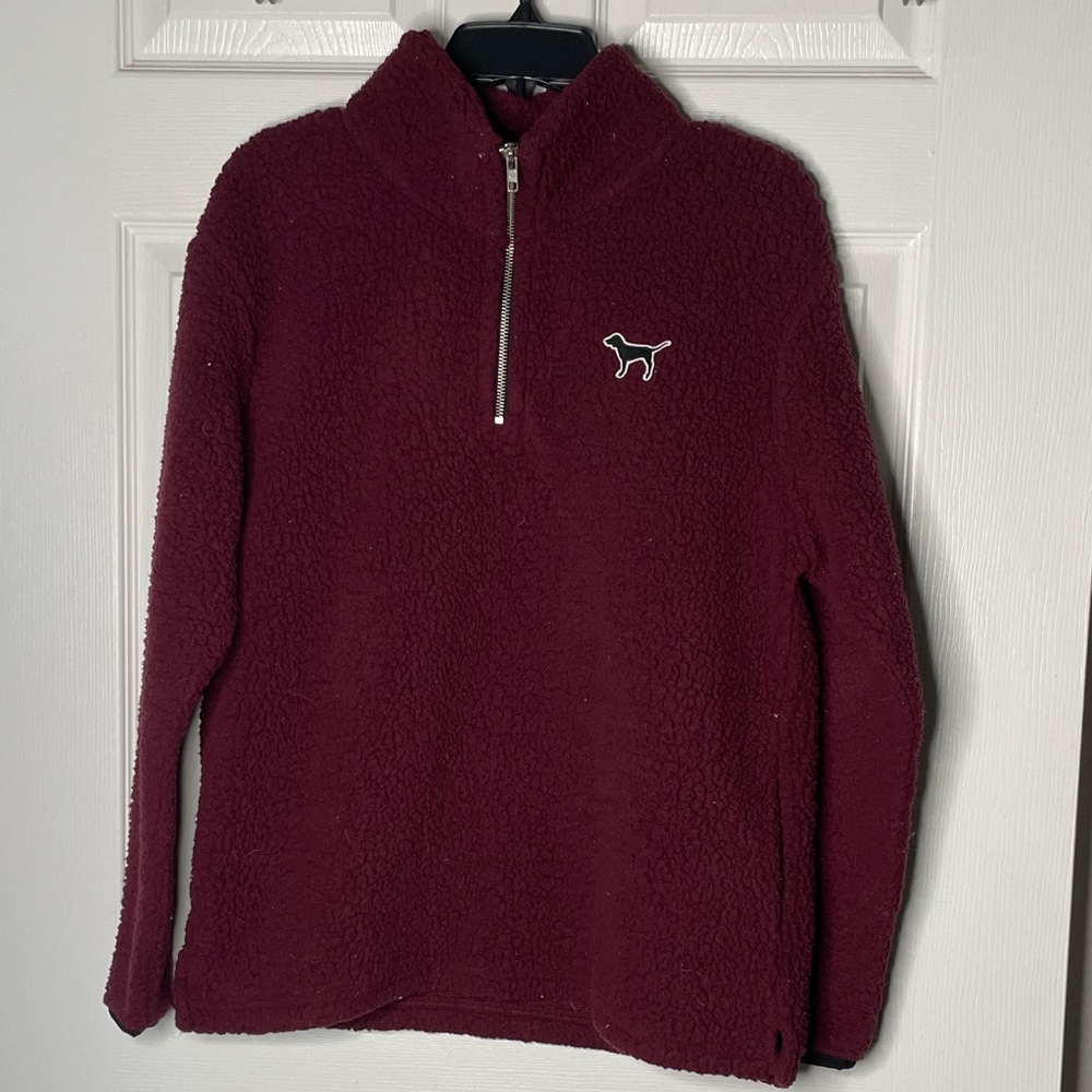 Victorias Secret PINK Sherpa Fleece 3/4 Zip Pullover Sweatshirt